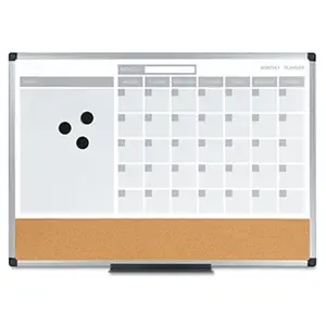 212 MAIN 3-in-1 Multi-Use Board - 24x18 Dry Erase Wall Planner, Magnetic Cork, Aluminum Frame, Calendars Planners