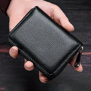 Unisex slim faux leather card wallet with 11 card slots safe durable Zipper Pouch Wallet ideal gift for all festivals birthday travel daily use for men women family friends Wallet Cards Storage