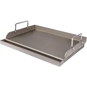 Elf Grill Universal Fry Griddle for Gas Grill 25"x 16" Metal Cooking Griddle Pan Large Flat Top Plate with Handles for Gas Stove Charcoal Electric Grills Camping Stove Outdoor Tailgating Parties Grilling Barbecue Accessories