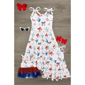Mom & Me - Red White & Blue Bow Dress