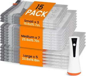 2026 Lomife Travel Vacuum Compression Storage Bags with USB Rechargeable Electric Pump Ultra Compact Lightweight Space Savers for Clothing & Travel Essentials Zipper Pouches Outdoor Packing System Hand Organizer Holiday Variety Pack