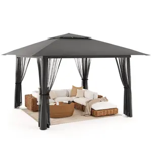 Gizoon Instant Pop Up Gazebo Tent (11x11 & 13x13 Sizes) with Mosquito Netting, Roller Bag for Patio, Lawn, Backyard
