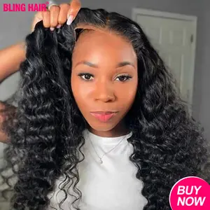 Bling Hair 9x6 7x5 6x4 Pre-cut Wigs Deep Wave Human Hair Pre Plucked Pre Cut Lace Closure Wigs Ready and Go Deep Wave Curly Lace Closure Wigs for Women Wet and Wavy Natural Hairline