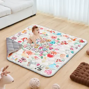 VEVOR Baby Play Mat, 50""x50"" Baby Crawling Mat, Non-Slip One-Piece Thickened Soft Baby Playmat, Foldable Rollable Floor Mat, Waterproof Activity Playmats for Babies,Toddlers, Infants, Machine Washable