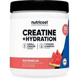 Nutricost Creatine Monohydrate + Hydration Watermelon Flavored (30 Servings) - 7 Vitamins & Minerals, 5000mg of Creatine Per Serving
