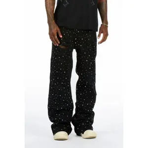 Iden Black Rhinestone Baggy Fit Jean