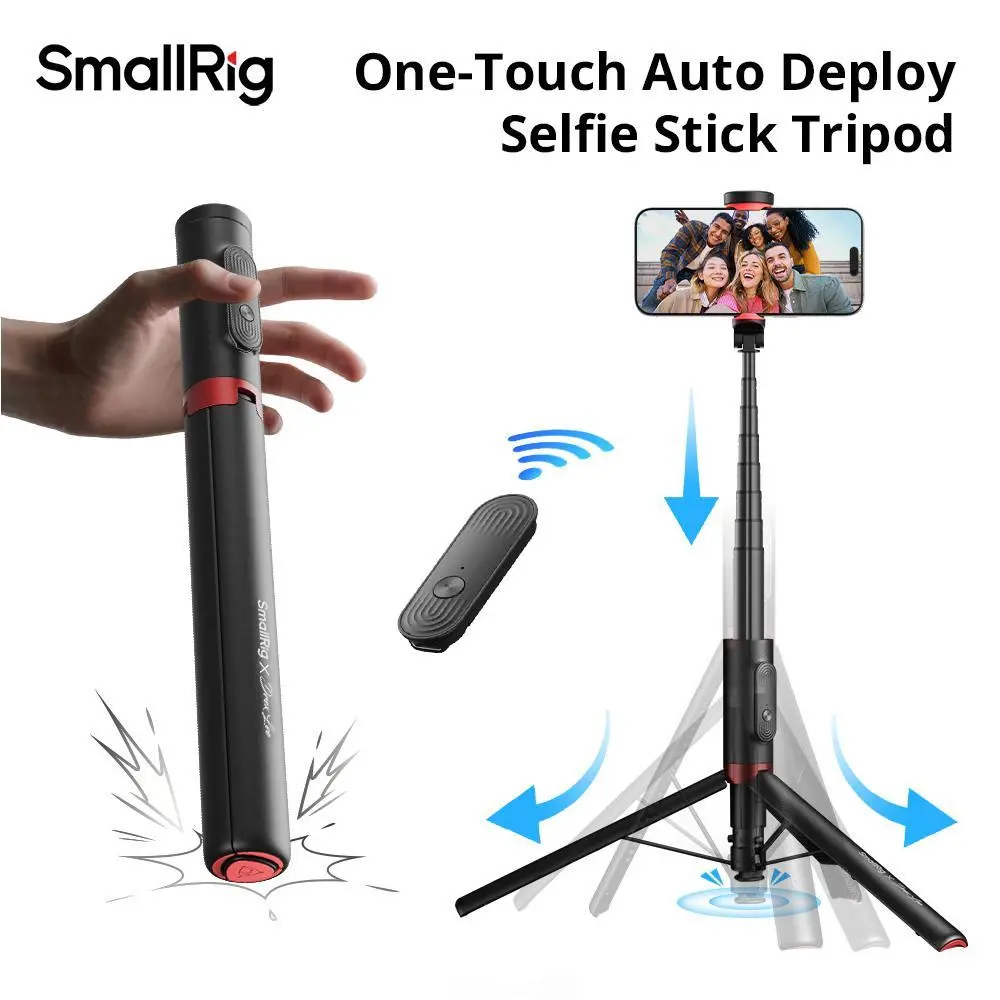 SmallRig ST30 Lite Selfie Stick Tripod with Wireless Remote, Adjustable Height, and Anti-Slip Silicone Feet for Smartphone Camera Accessories 5292/5291