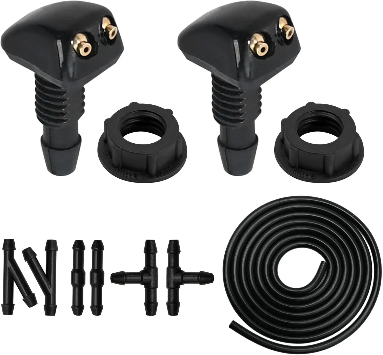 2 count Front Windshield Washer Nozzles, Windshield Washer Nozzle Kit, Fluid Hose and Windshield Washer Nozzles Wiper Spray Replacement for