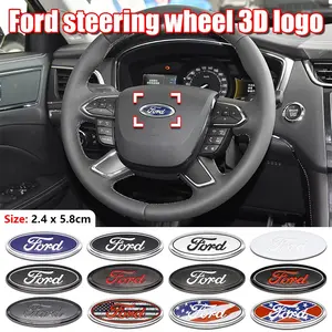 1pcs Ford Car Steering Wheel Center Emblem Sticker, Scratch Resistant Wearable Decal, Personal Style for F-150 Mustang Focus Explorer Mondeo Ranger Bronco