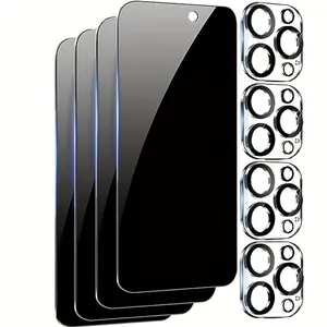 4pcs Amazing Privacy Screen Protectors With 4pcs Tempered Glass Camera Lens Protectors for iPhone 17/16/15/14/13/12/11 Pro Max Pro Plus Mini iPhone 11/12/13/14/15/16 Series Accessories