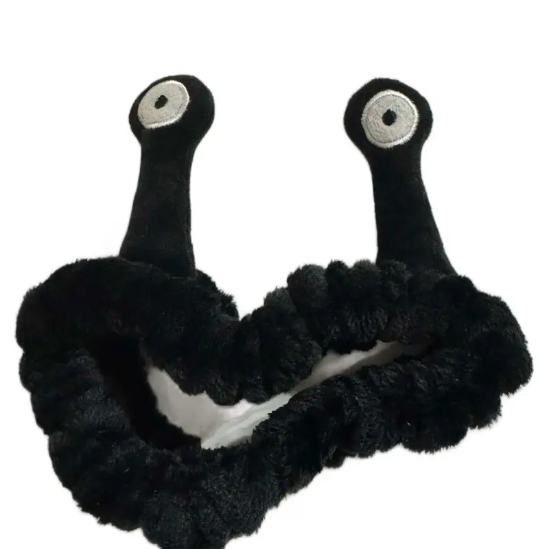 Snail Face Head Band - Black Faux Fur Design with Two Velcro Straps for Comfortable Fit