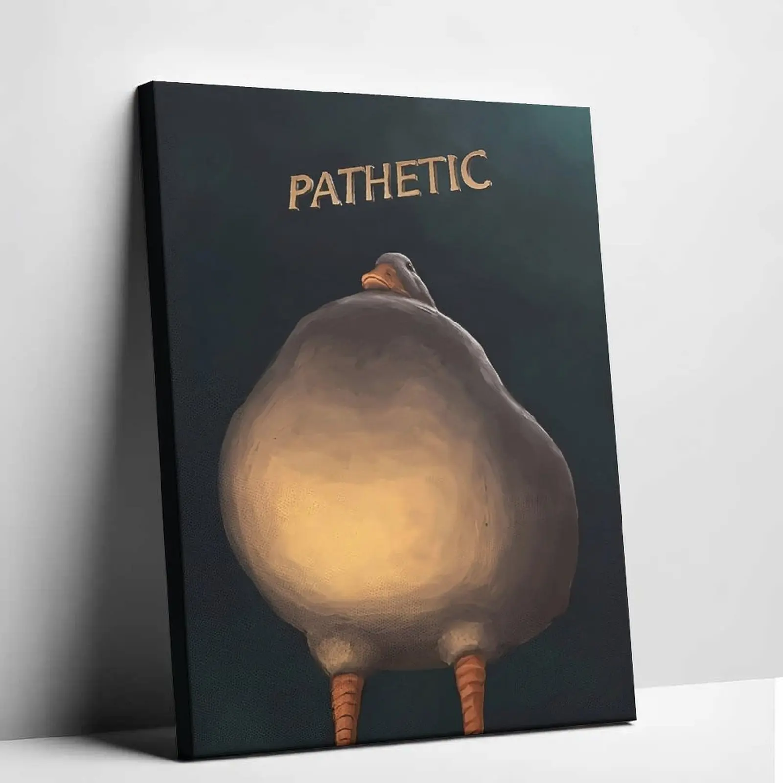 Unframed Funny Pathetic Duck Meme Canvas Art Sarcastic Quote Poster Quirky Room Decor for Dorm Bedroom Bathroom