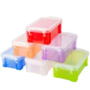 6 Pack Small Plastic Box, 5" X 2.8" X 2" Stackable Mini Storage Box with Lid, Clear Organizer Container for Jewelry Beads, Small Crafts Items Accessories