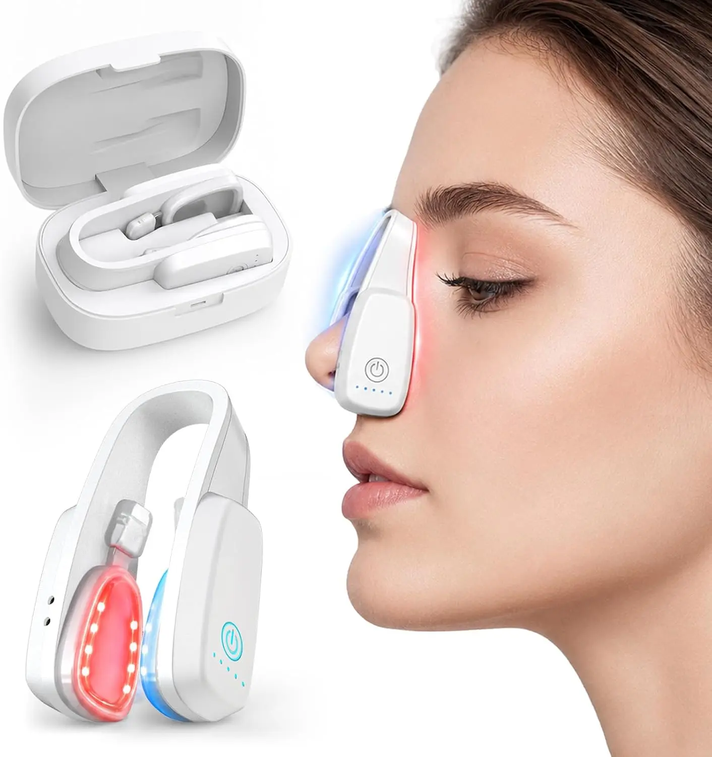 Nose Shaper Up Lifting Clip, Adjustable Non-Invasive Nose Slimmer Tool, Pain-Free Nose Bridge Enhancerwith 5 Intensity Levels & Type-C Charging Case