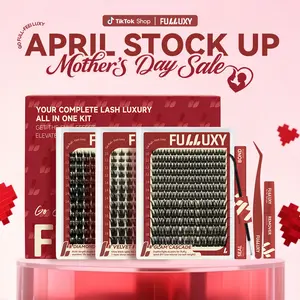 Fulluxy Devil Lash Trio | 3 Dense Volume Styles | Fluffy, Long-Lasting & Easy DIY | Complete Set with Glue Remover & Tweezer for Beginners | One Layer = Bold, Luxe Volume