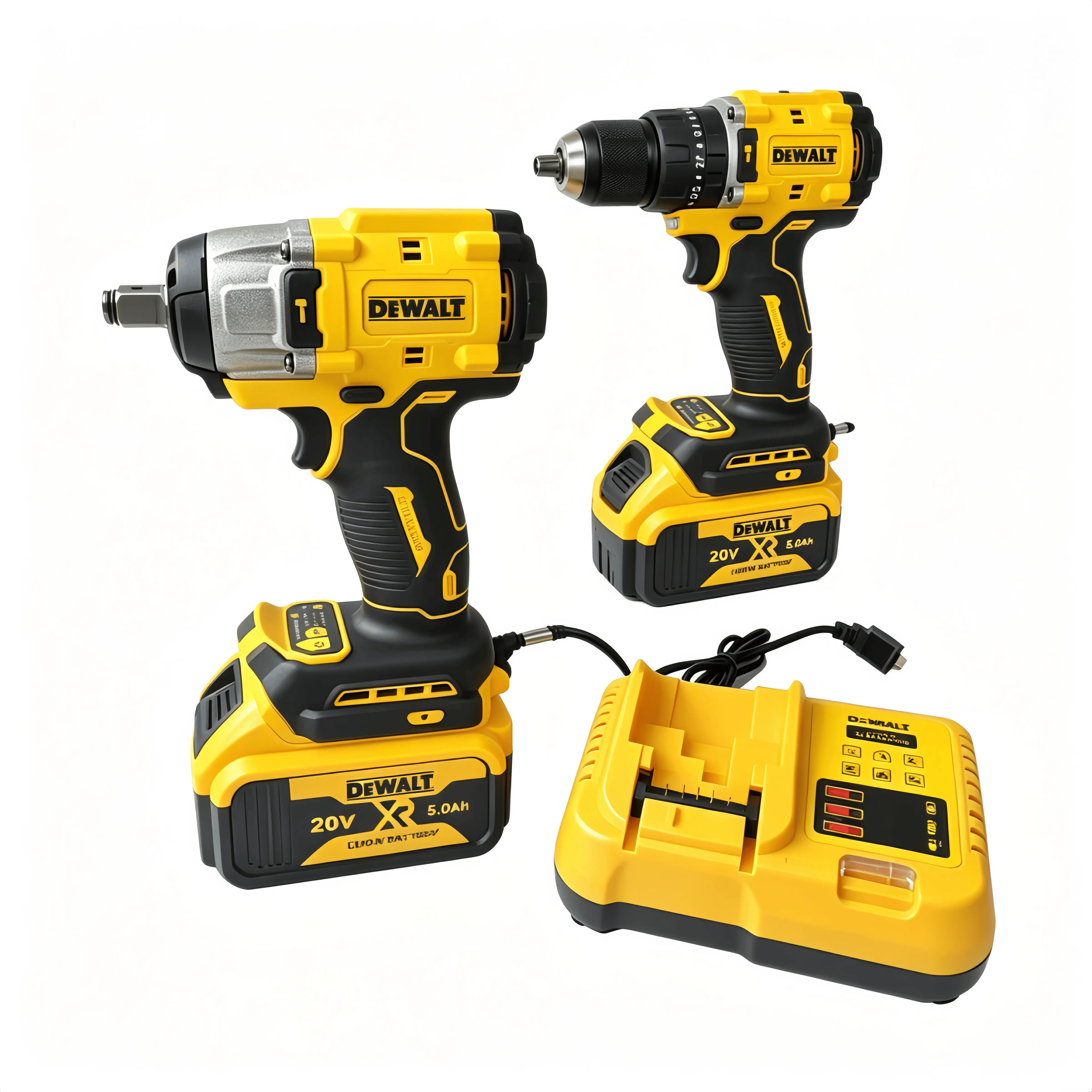 DEWALT Wireless Tool Kit | Handheld Drill Kit + Wrench Kit, Wall Killer & Screw Terminator, 1/2-inch 3-in-1 High Torque Precision Wrench, Perfect for Outdoor and Home Repairs, The Perfect Father's Day/Husband's Day Gift for Men, Comes with Storage Box