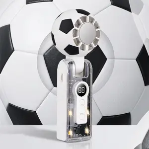 Soccer Handheld Fan with 100 Speeds & Transparent LED Display — Portable USB Fan for Summer Cooling