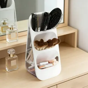 Large-capacity cosmetics storage box - desktop storage rack, for storing makeup tools, suitable for bathrooms and bedrooms, easy to store skincare products, makeup brushes, eyebrow pencils, lipsticks, with a stepped design