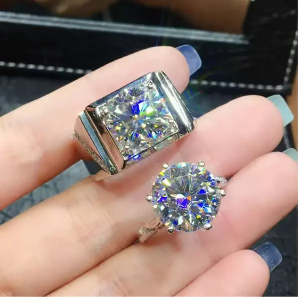 Handmade Male 5ct Lab Moissanite Diamond Ring 925 sterling silver Engagement Wedding band Rings for Men Party Gift