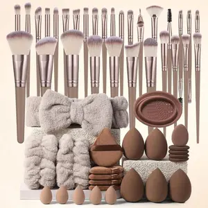 Professional Makeup Tool Set, 54pcs/set, Cosmetic Brush & Sponge & Puff & Headband & Brush Cleaning Bowl Set, Multi-use Facial Makeup & Cleaning Accessories for Daily Use, Makeup Brushes Kits, Makeup Tools Gift, Beauty Tool