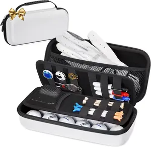 Golf Accessories Hard Shell Protective Carry Case with 2 Dividers, Fits Golf Balls, Tees, Markers - Valentine's Day Gift for Golfers