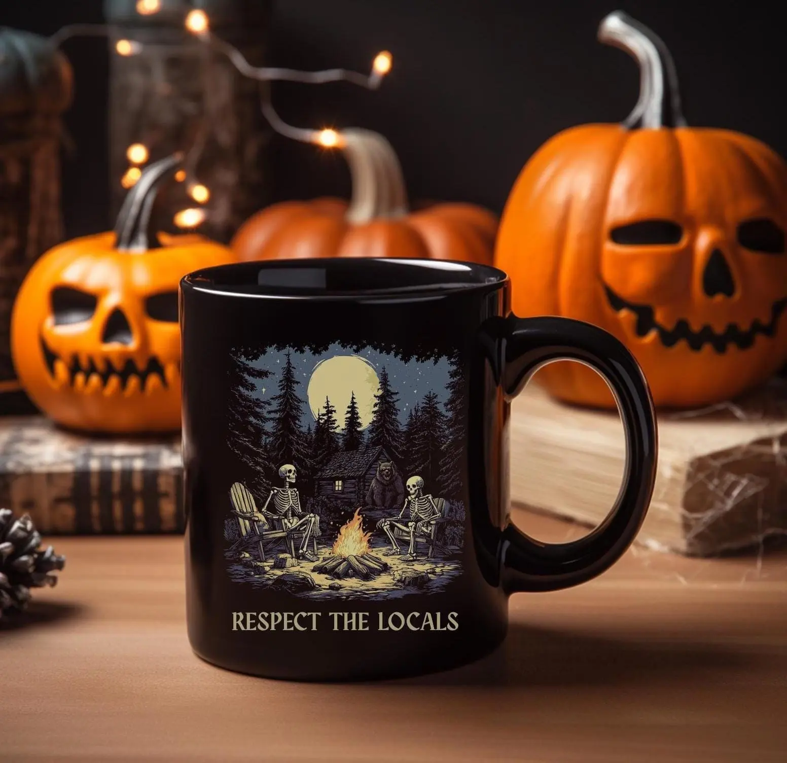 Campfire Mug: Respect the Locals, Camping gift, Campfire stories, Gift for him, Camping decor, Camping decor,
