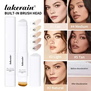 Lakerain Blanc Color-Changing Tinted Cosmetics Foundation Stick, Dual-Ended Matte Concealer, Base Makeup with Brush, Waterproof&Sweatproof, Buildable Coverage(Medium/ Full) 5 Shades for All Skin Tones
