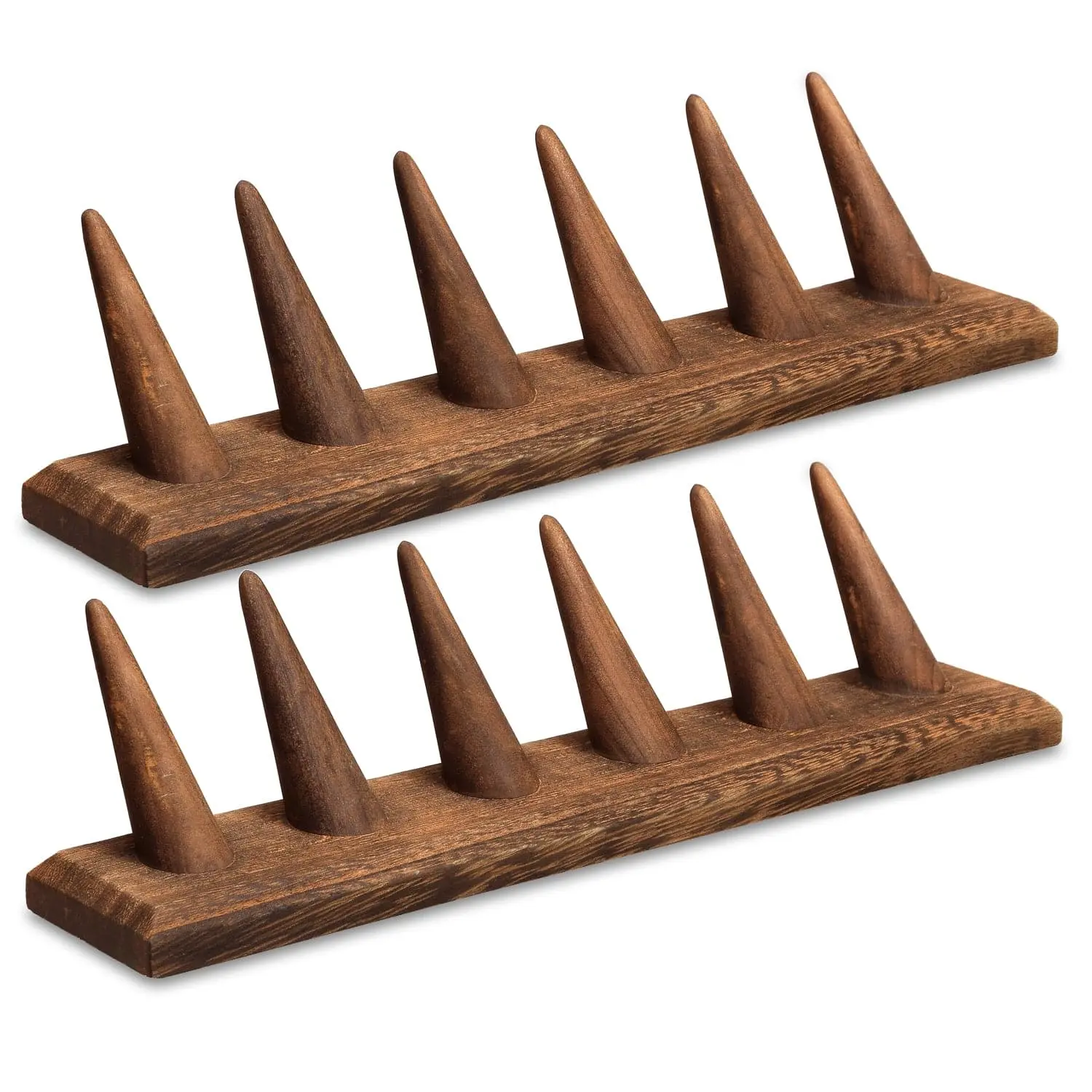 #WDT326Rx2-Wooden Finger Ring Holder Stand Jewelry Display for 6 Rings