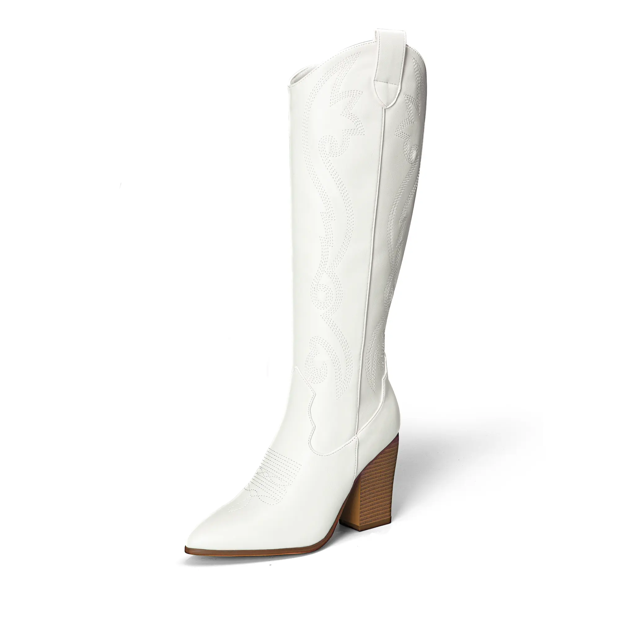 Dream Pairs Women's Stylish Pointed Toe Embroidered Chunky Cuban Heel Cowboy Boots - Women's Shoe, Fashion Footwear