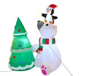 Joyfy 6ft Christmas Polar Bear Penguin & Xmas Tree Inflatable