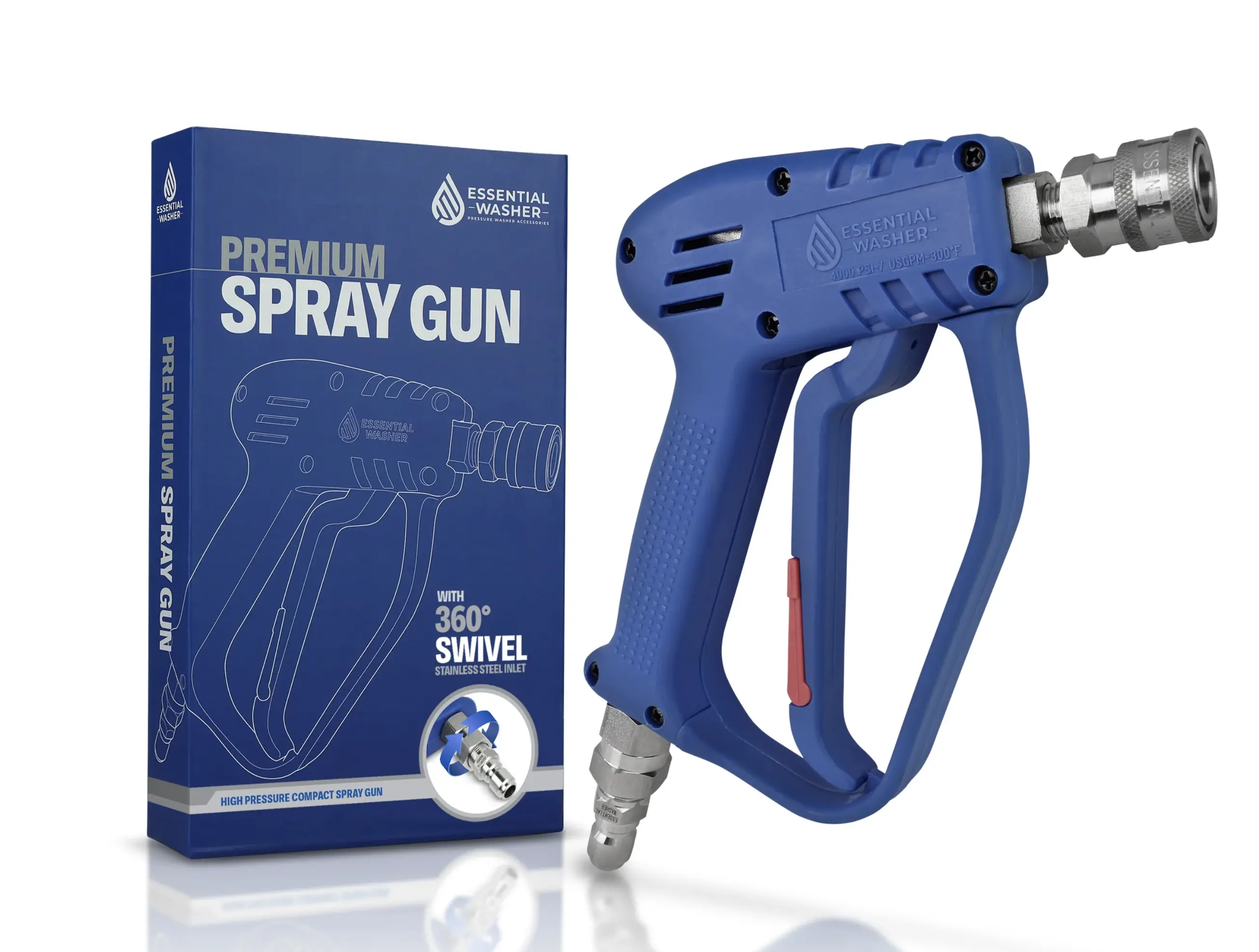 Premium 4000 PSI Pressure Sprayer With Stainless Steel Swivel | 3/8" Male Plug And 1/4” Quick Connector Coupler