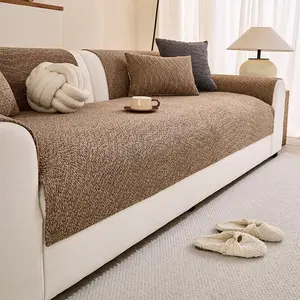Pure Color Soft Chenille Sofa Cover, Non-Slip Single Piece, Dense Texture Touch, Pet Friendly, Perfect for Bedroom Office Living Room, Sofa Slipcover