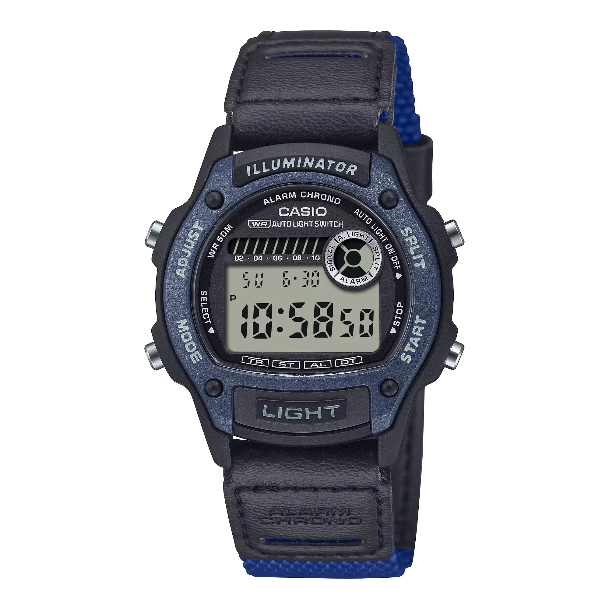 Casio Men’s Digital Illuminator Watch with Black and Blue Strap - W-220HF-2AVCF
