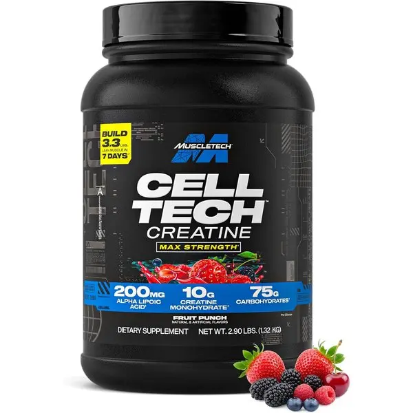 Cell-Tech Creatine Muscle Builder – Post-Workout Supplement for Growth & Recovery – 3 lbs (27 Servings) – Fruit Punch Flavor