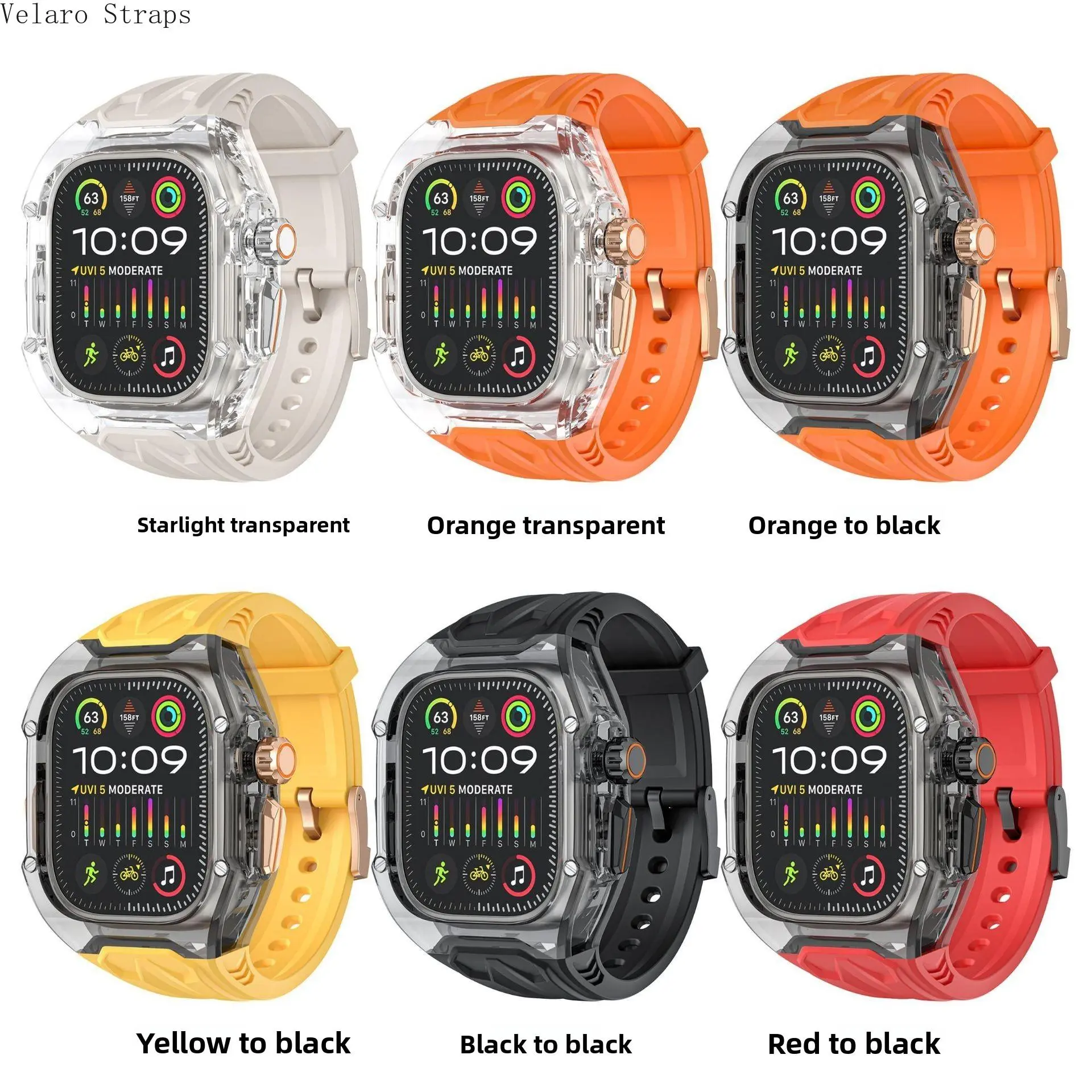 Colorful, Protective, Shockproof Color Block Transparent All-In-1 Band, Smartwatch Fashion Accessories