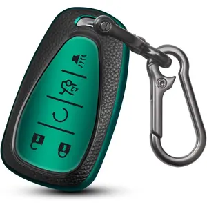 for Chevy Key Fob Cover, 5 Button Key Case for Chevrolet Equinox Malibu Trailblazer Traverse Volt Bolt 2020 2019 2018 2017 2016, Green Car Key Protector Key Fob Shell