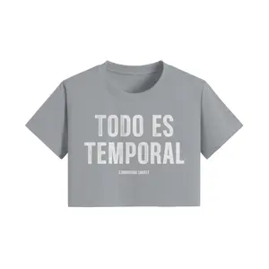 Women's Ribbed Cropped Boxy Tank Top - Casual Cotton Yarn Fabric, Fashion Fit, Streetwear Style, "TODO ES TEMPORAL" Print