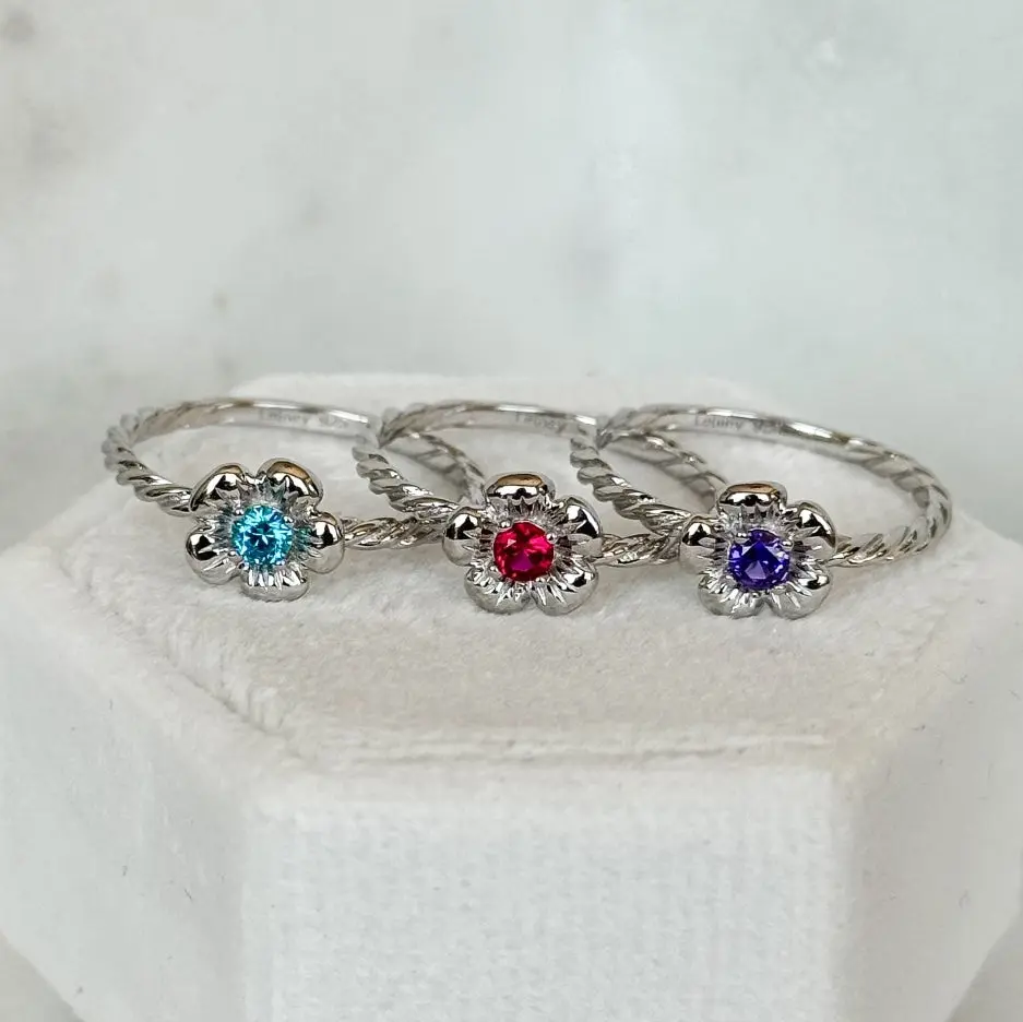 Wild Rose Rings - Sterling Silver Birthstones - Letney Jewelers ORIGINAL