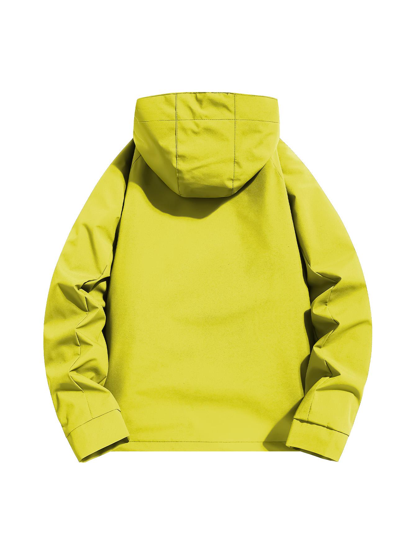 CCCMAI Men's Solid Color Waterproof Windproof Drawstring Zip-up Hoodie Jacket, Casual Long-Sleeve Outdoor Coat with Zipper Pockets, Suitable for Outdoor Activities, All-Season Men's Apparel, Menswear  Coats Jackets Tops