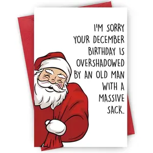 Cartoon Santa Claus Birthday Card, 1/3/5 Counts Lovely and Kind Santa Claus Birthday Card, Greeting Card, Wishing You, Friends, Colleagues and Lovers