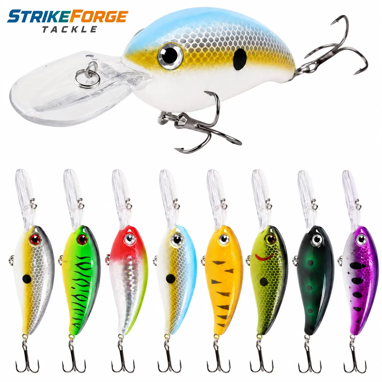 8Pcs Multi-Jointed Hard Fishing Lures - Shallow/Deep Diving Swimbait Crankbait with Wobble Action for Bass, Trout - Freshwater and Saltwater Lures