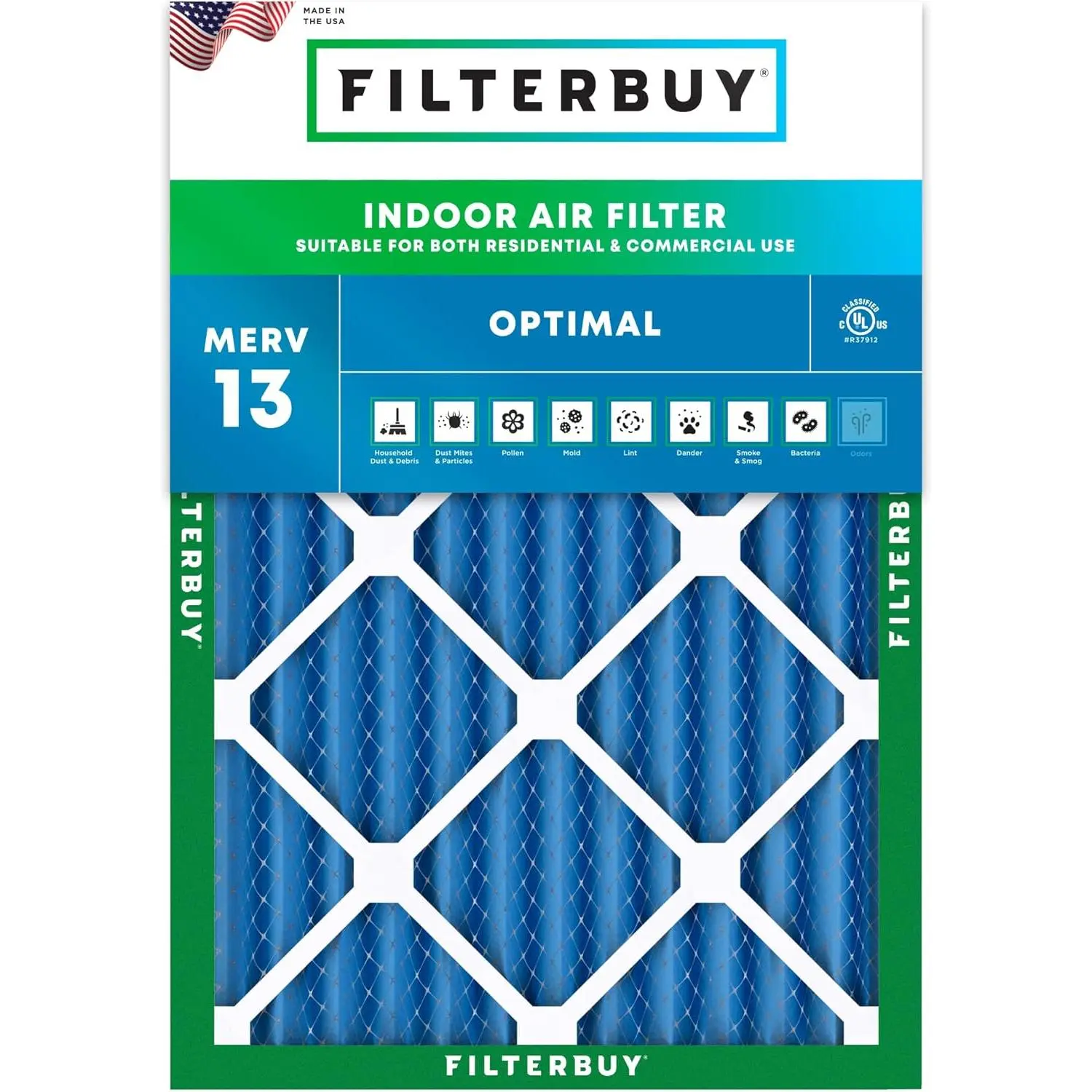Filterbuy Durable 24x30x2 HVAC AC Furnace Air Filter (1-Pack) - Pleated MERV 13 Optimal Defense, Polypropylene Synthetic Media, 23.5x29.5" Actual Size, Particle Capture (1.75" Depth)