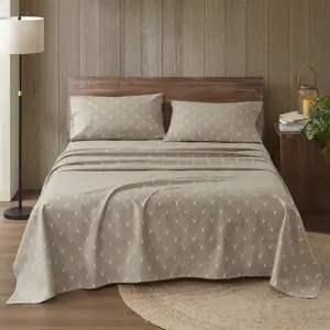 Woolrich WR20-4099 100 Percent Cotton Flannel Printed Sheet Set, Stag Head - King Size