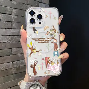 Magnetic Soft TPU Cellphone Protector Cover - MagSafe Compatible, Anti-Scratch, Lightweight Fit for iPhone 11/12/13/14/15/16/17 Pro Max, Curious Monkey Bible Verse 1 Aesthetic Phone Accessories