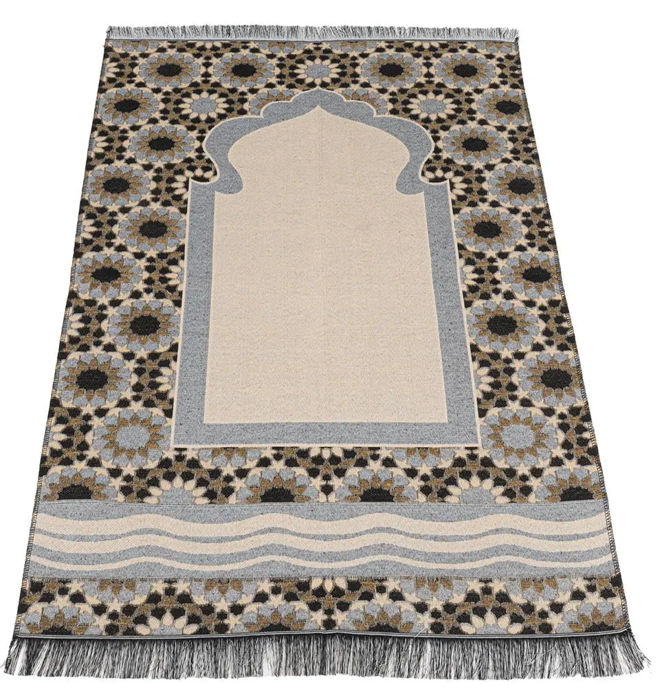 Chenille Thin Travel Islamic Prayer Mat Stargazer - Black Chenille Thin Travel Islamic Prayer Mat Stargazer - Black