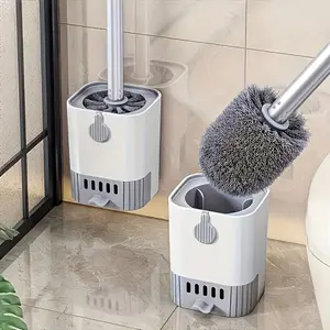 Wall-mounted long-handled toilet brush set - flexible design without dead ends, easy to clean the bathroom, including brackets - essential supplies