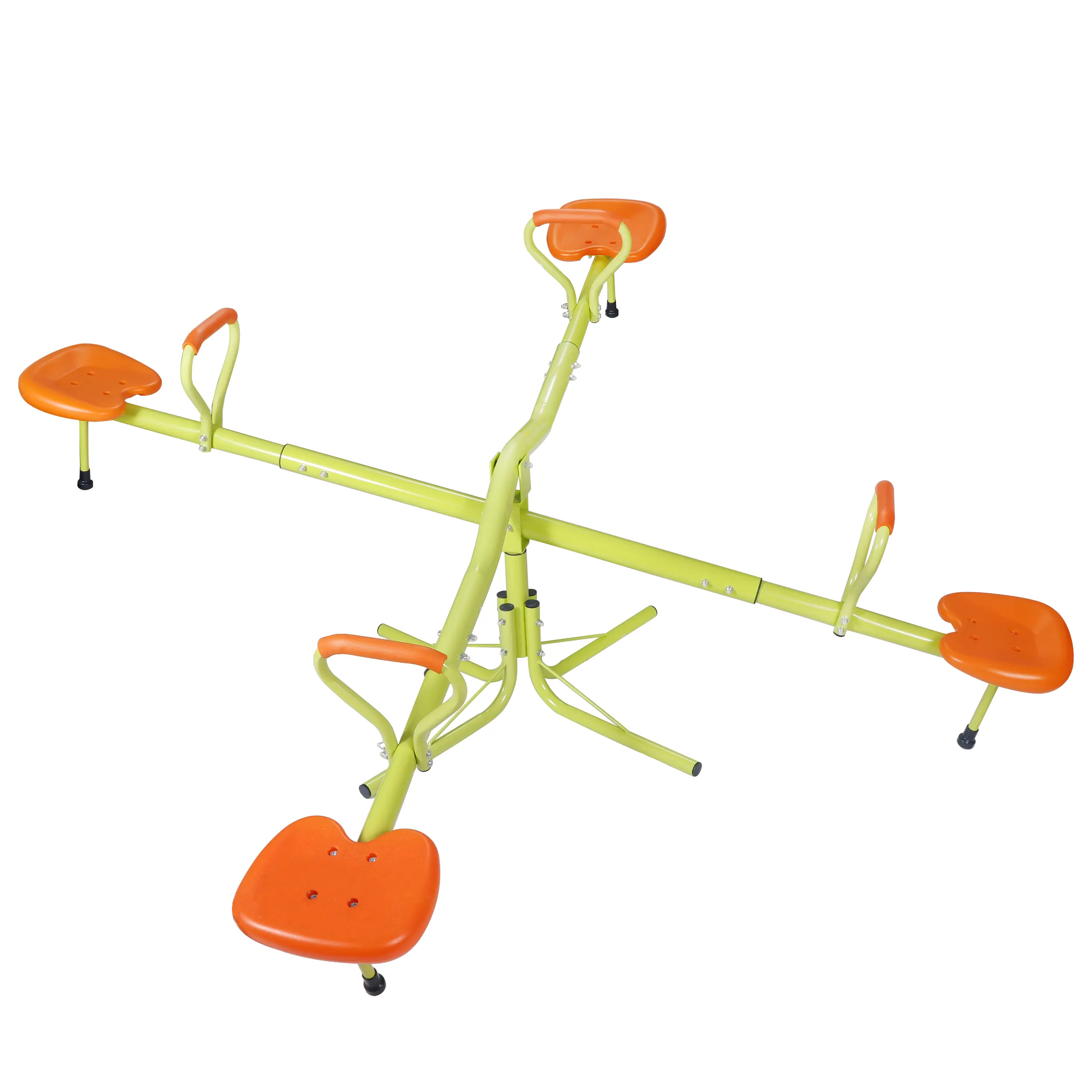 AnswerE 4-Seat Kids Teeter Totter - Heavy-Duty Steel Frame Seesaw with 360° Swivel, Adjustable Toddler Playground Outdoor Equipment for Backyard Use, Ideal for Holidays, Birthdays, Playground Equipment, Metal Playground Equipment