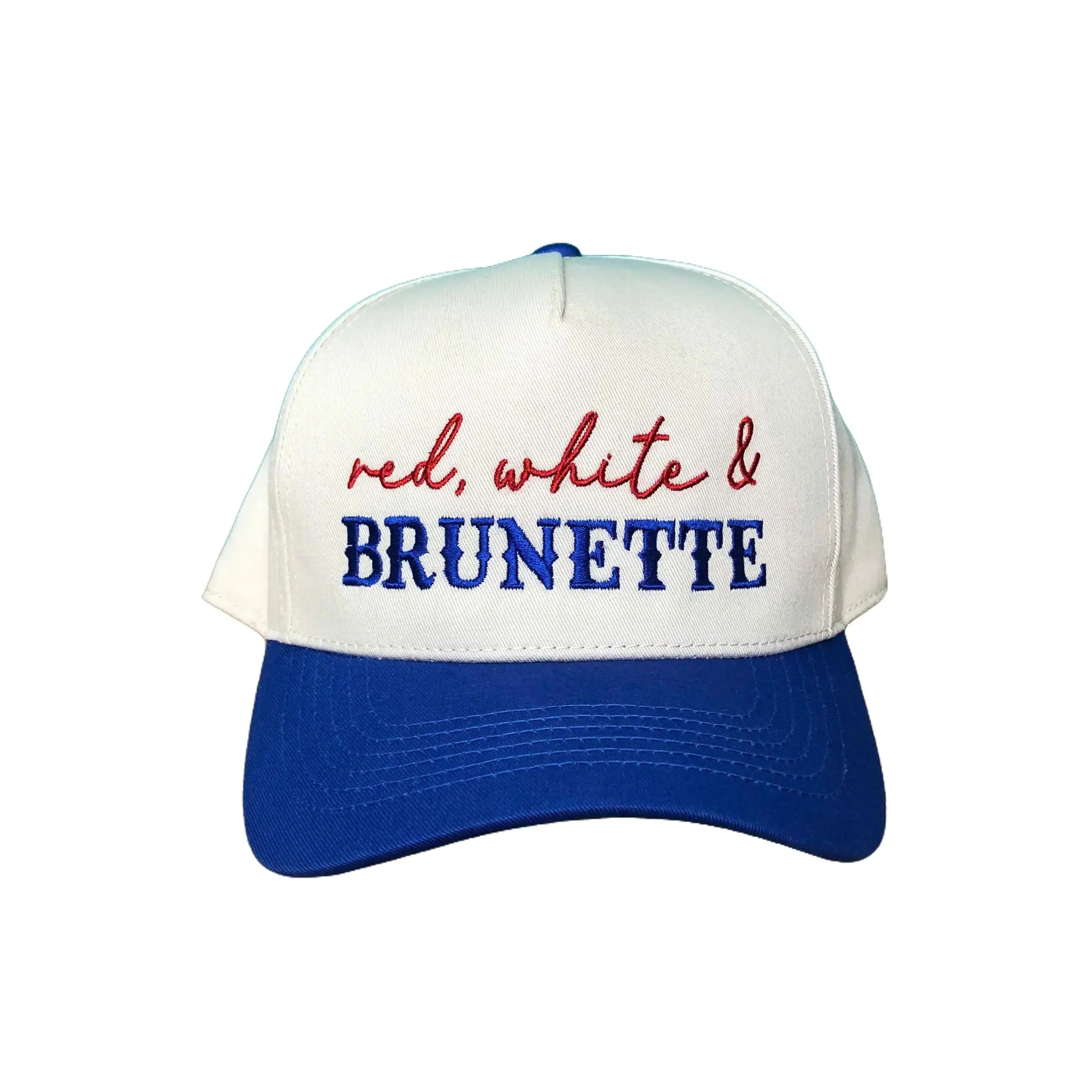 4th of July Trucker Hat, Red White & Brunette Cap, Patriotic Baseball Hat, USA Baseball Hat