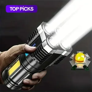 USB Rechargeable LED Flashlight, High Lumens Flashlight, Portable Super Bright Flashlight with 4-Mode Adjustable Brightness, Portable Flashlight for Outdoor Adventures