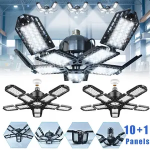 LED Garage Ceiling Light, Adjustable LED Basement Light 10 Deformable Panels, 6500K E26 E27 , LED Garage Light